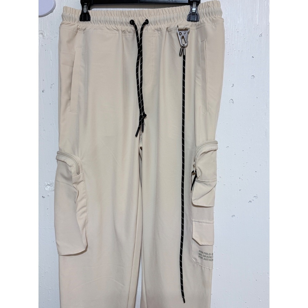 Reason Clothing Beige Utility Cargo Pants Mens Medium Tactical Joggers Tan